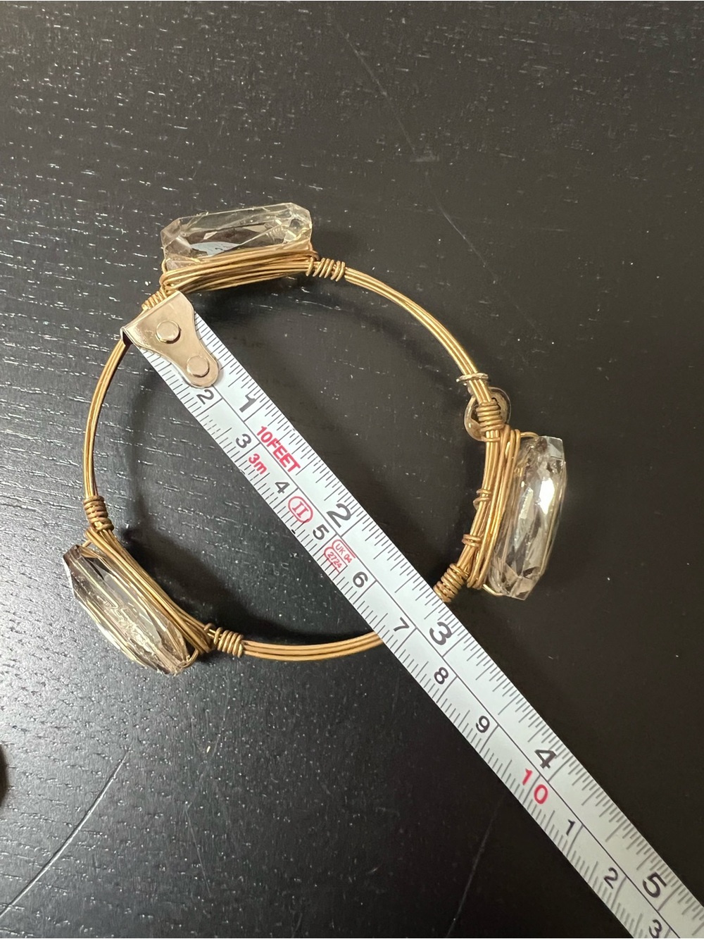 Bourbon and Bowties Gold-Tone Wire Bangle with Clear Crystal Accents